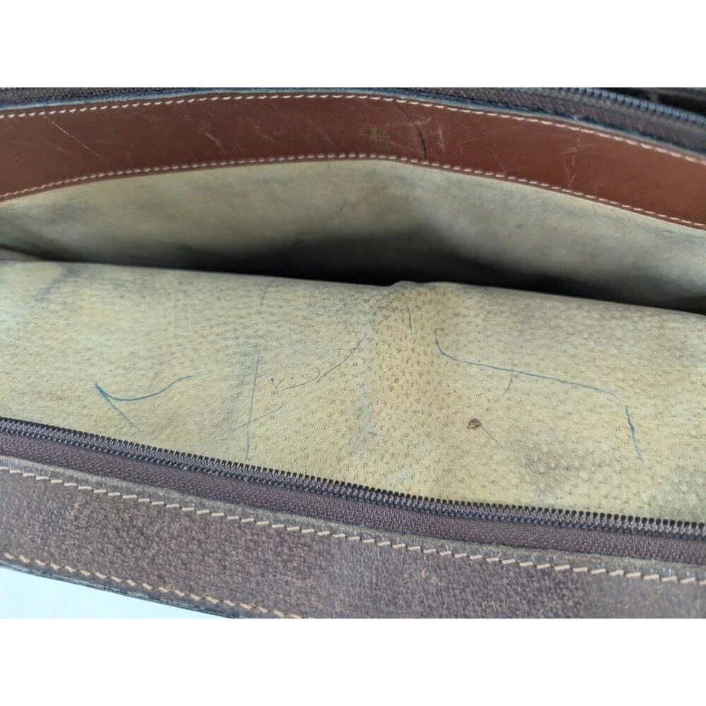 Vintage Mark Cross Men's Brown Leather Briefcase Made In Italy 80s Attache